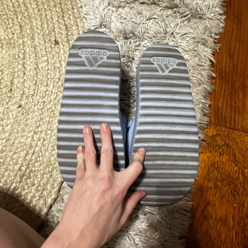 Adidas Adilette Striped Platform Blue Slides